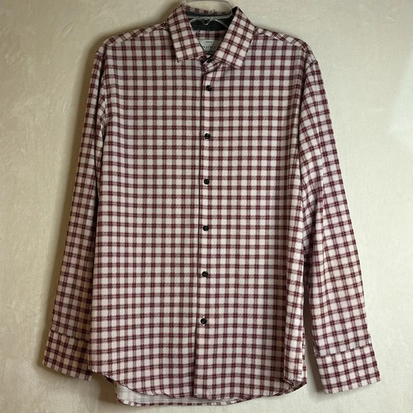 Con.Struct Cooling Comfort Slim Fit Plaid Stretch Button Up Shirt Size Large - Picture 1 of 10